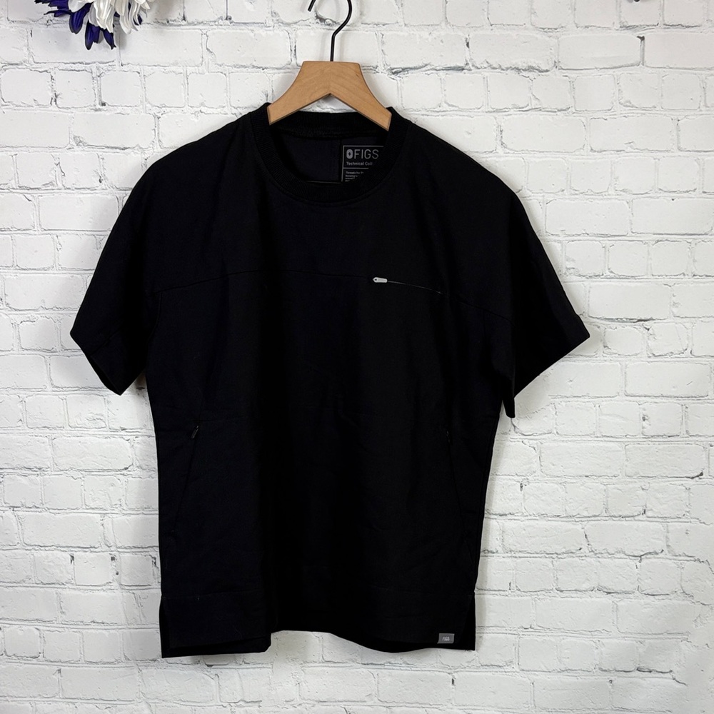 FIGS Technical Collection Lismore Crew Neck Black Scrub Top size XS